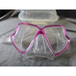 Head Brand Adult Wahoo pink rim snorkling swimming goggles mask with case